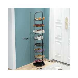 Elite Home® 7-tier shoe rack with steel frame and artificial stone base, black