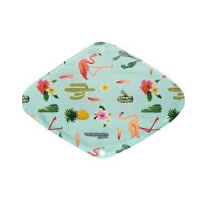 Tampon menstrual reutilizabil cu imprimeu cu flamingo și cactus, mărime L - Absorbante