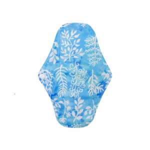 Hellblaue waschbare Slipeinlage mit weißem Blatt-Muster - Damenbinden