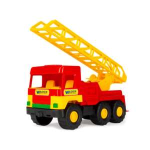 Wader Middle Truck Fire Engine with Extendable Ladder, red and yellow toy truck for kids - Work machine for children