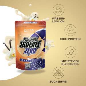 IronMaxx® 100% Whey Isolate Zero - Vanília íz, cukormentes, vízben oldható, magas fehérjetartalmú, steviol glikozidokkal - Fehérje