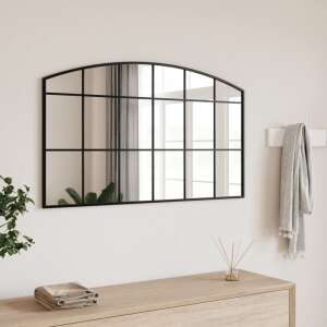 vidaXL Oglindă de perete, negru, 100x60 cm, arcuită, fier 76098008