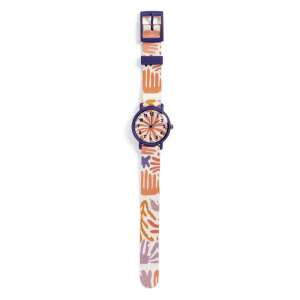Djeco Leaves Eco-Friendly Kids Watch with Purple Case and Colorful Patterned Strap - Fashion & Clothing