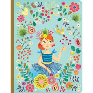 Djeco Rose notebook with a floral design featuring a girl and a bird - Office paper product