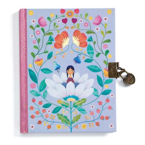 Marie Secret Diary with lock and key, floral design, Djeco