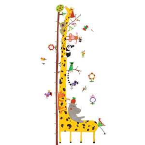 Djeco Friends of the Amazon Giraffen-Höhenmesser-Wandaufkleber, Kinderzimmerdekoration, Wachstumskarte, Tieraufkleber, Dschungel-Thema - Babys & Toddler