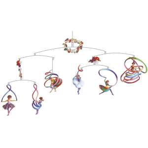 Mobil Djeco Dancers, kolorowy mobil z tańczącymi postaciami i wieńcami kwiatowymi, idealny do pokoju dziecięcego - Dekoracja pokoju dziecięcego