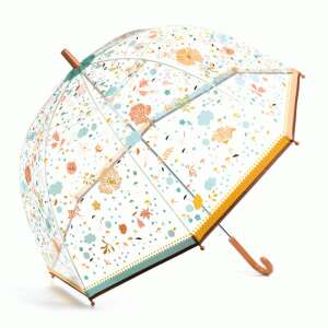 Djeco Little Flowers Adult Umbrella, clear umbrella with floral pattern, stylish and practical, perfect for rainy days - Umbrella