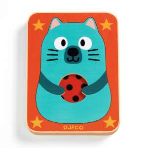 Djeco Maxi Works shape sorting game, cat holding a ladybug - Shape Sorting Toy