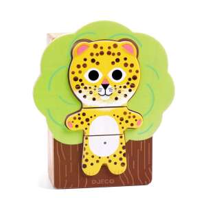 Puzzle din lemn Djeco Arbra Mix cu un leopard într-un copac - Puzzle 3D & Puzzle cu burete