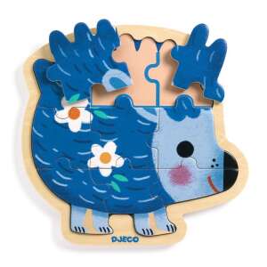 Djeco Hedgehog Wooden Puzzle, 9 Pieces, Blue - Baby Puzzle