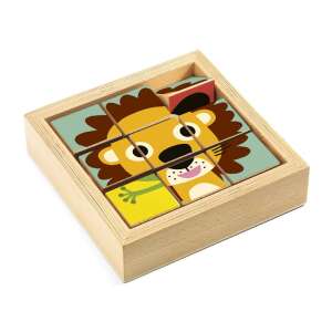 Djeco Breki Lion Wooden Puzzle, 9 piece puzzle for kids, develops observation and problem-solving skills - Baby Puzzle