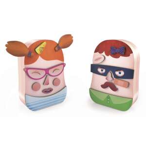 Djeco Puzzle magnetic Funny Faces Trombino, două fețe amuzante, fată și băiat, cu diverse accesorii - Djeco Jocuri si jucarii creative