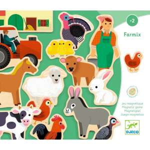 Djeco Farmix Magnetic Farm Puzzle, a fun and educational toy for kids featuring farm animals, a farmer, and a tractor - Baby Puzzle
