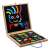 Djeco Magnetic's Geo Bonhomme magnetic puzzle game in a wooden box, featuring colorful geometric shapes and characters