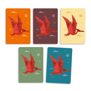 Djeco Dino Draft card game cards featuring Pterodactyl dinosaur illustrations - Card Game