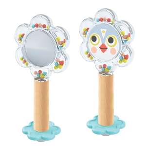 Djeco BabyFlower rattle with mirror, flower shaped baby toy with mirror and rattle, baby rattle with mirror, Djeco baby rattle - Rattle
