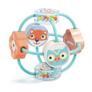 Djeco BabyBali Rattle Ball, a colorful and fun rattle ball for babies with different textures and sounds - Rattle