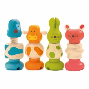 Djeco Vis-animo Wooden Animal Stacking Toy - 4 pieces - Baby Walker and Developmental Toy for Toddler