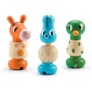 Djeco Rondanimo stacking toy with cute animal characters - horse, rabbit, duck - Baby Walker, Push & Pull Toy and Developmental Toy for Toddler