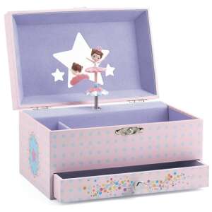 Djeco Muzyczna szkatułka na biżuterię The Ballerina's Tune, różowa z figurką baletnicy i szufladą - Djeco