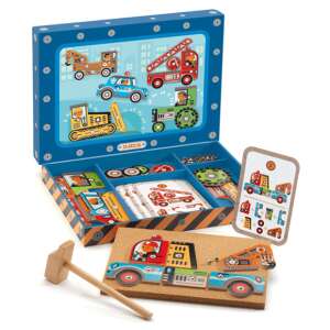 Djeco Vehicles Tap Tap Wooden Construction Toy Set, a fun and educational toy for kids to build and learn - Creative Toy
