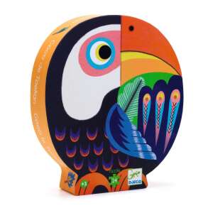 Djeco Coco Tucanul 24 de piese puzzle, cutie rotundă, design tucan - Puzzle