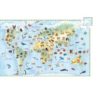 Djeco Animals of the Earth 100 piece puzzle, world map with animals from different continents - Puzzle