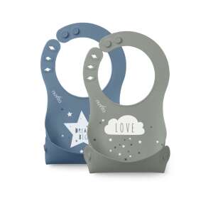 Nuvita Squashy szilikon előke - kék és szürke - Nuvita