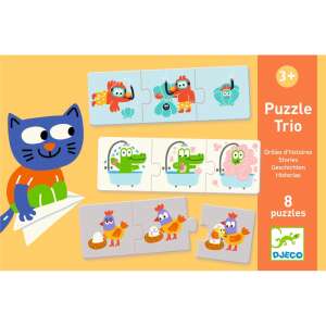 Djeco Puzzle Trio - Stories, 8 puzzles for kids ages 3 and up, featuring colorful illustrations of animals and objects - Baby Puzzle