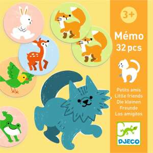 Djeco Memo Little Friends memory game for kids, 32 pieces, featuring cute animal illustrations - Memory Game