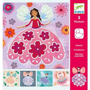 Djeco Fairies Drawing Stencils, 5 stencils for drawing fairies - Stencil