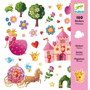 Djeco Princess Marguerite Stickers, 160 stickers with princess, castle, flowers, birds, carriage, horse, and more - Sticker, Magnet
