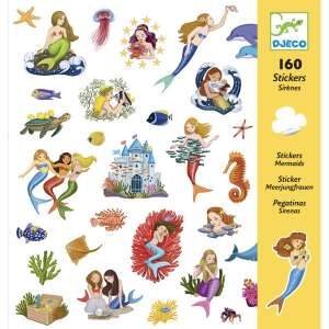 Djeco Mermaid Stickers, 160 stickers with mermaids, sea creatures, and underwater scenes - Sticker, Magnet