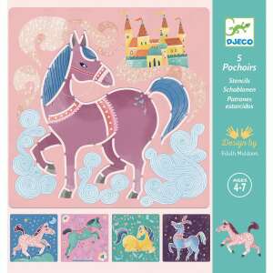Djeco Horse Stencils, 5 stencils for drawing horses, ages 4-7 - Stencil