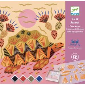 Djeco Clear Stamps Patterns and Animals Creative Stamp Set, featuring a turtle design - Djeco Creative Toy