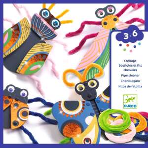 Djeco Yarn Bugs lacing game with colorful butterflies, ladybugs, and beetles - Djeco Creative Toy