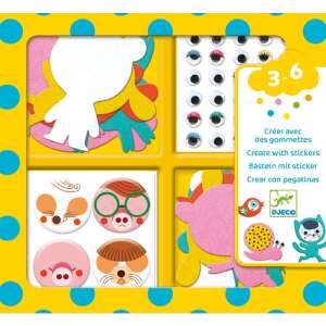 Djeco I Love Animals Sticker Activity Set, create your own animal characters with stickers and felt pieces - Sticker, Magnet