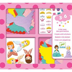 Zestaw Djeco Princess Sticker Activity, stwórz własną księżniczkę za pomocą naklejek i elementów filcowych - Książka