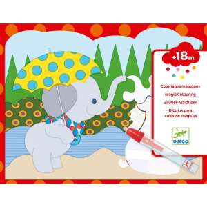 Djeco Hidden Outside Water Reveal Coloring Book with Elephant - Activity Book, Coloring