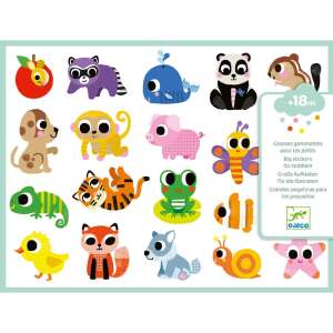 Djeco Baby Animals Stickers, 18+ months, large stickers for toddlers, colorful animal stickers for kids - Sticker, Magnet