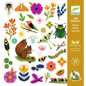 Djeco Garden Stickers, 160 colorful stickers featuring garden animals, insects, and plants - Sticker, Magnet