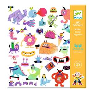 Djeco 160 Stickers, a set of colorful and fun monster stickers for kids ages 4-7 - Sticker, Magnet