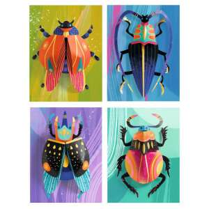 Djeco Paper Bugs 3D Papercraft - 4 Different Beetle Designs - Djeco Creative Toy