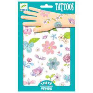 Djeco Fair Flowers of the Field Tattoos, temporary tattoos with flowers and butterflies - Sticker, Magnet