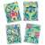 Set de artă scratch Djeco Fantasy Garden, 4 carduri cu modele colorate de zgâriat cu un instrument din lemn
