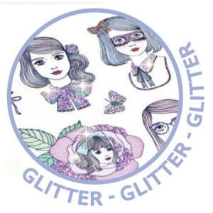 Djeco Mini Matrica - Arcképek - Portraits glitter stickers with cute girls and butterflies - Sticker, Magnet