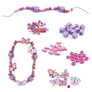 Fagyöngyök - Pillangók - Wooden beads, butterflies | Djeco 76161835 - Bead & Bead Stringing Kit