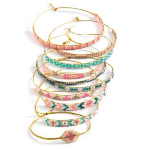 Djeco Tiny Beads Bracelet Making Kit, colorful beaded bracelets, loom, craft kit for kids - Bead & Bead Stringing Kit