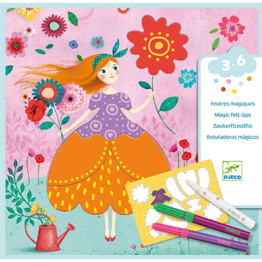 Coloring and Pattern Making with Magic Felt-Tip Pens - Marie's Pretty Dresses | Djeco